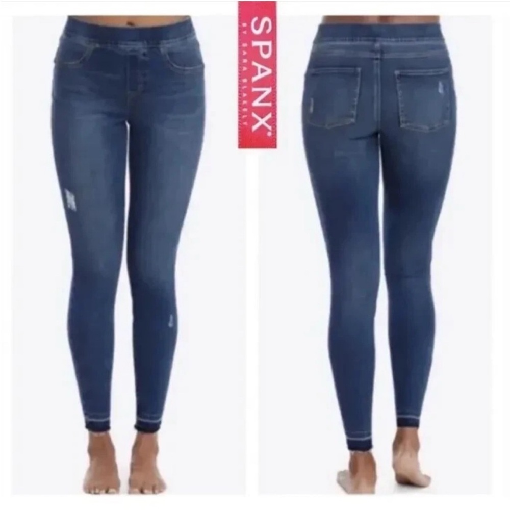 SPANX Womens Skinny Jeans in Dark Blue Denim